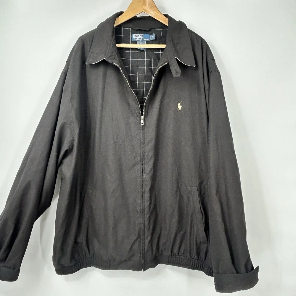 Polo Ralph Lauren Jacket Mens 3XLT Black Harrington Full Zip Tall Pony Logo